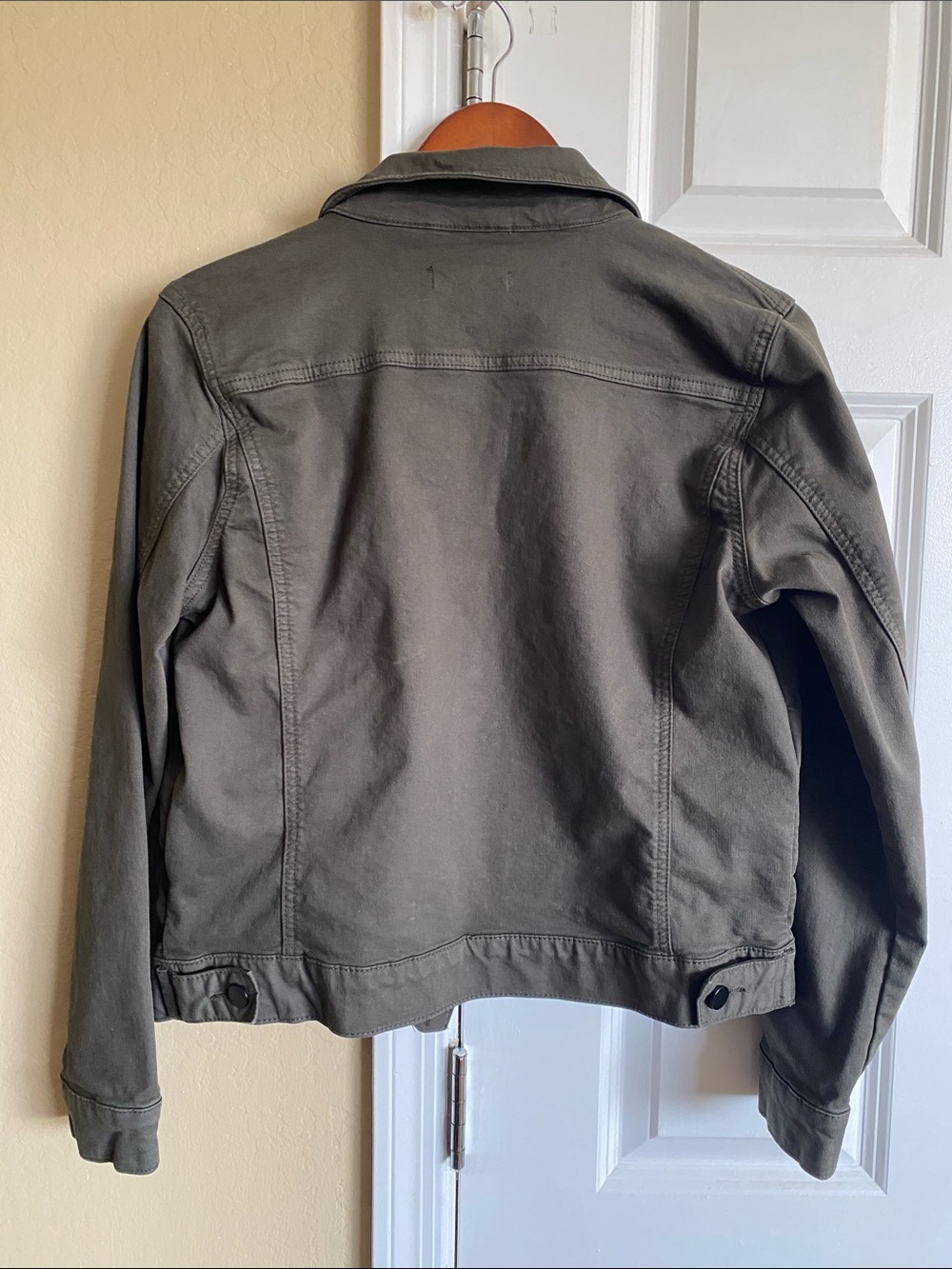 Prosperity Dark Olive Green Stretch Denim Jean Jacket Size L - Picture 3 of 6